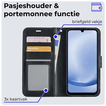 Samsung A25 Hoesje Bookcase Cover met Kaarthouder - Zwart