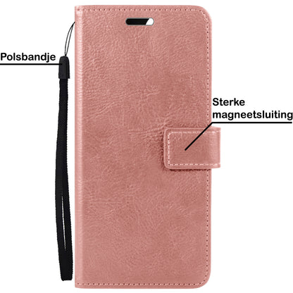 iPhone 14 Pro Hoesje Bookcase Cover met Kaarthouder - Rosé goud