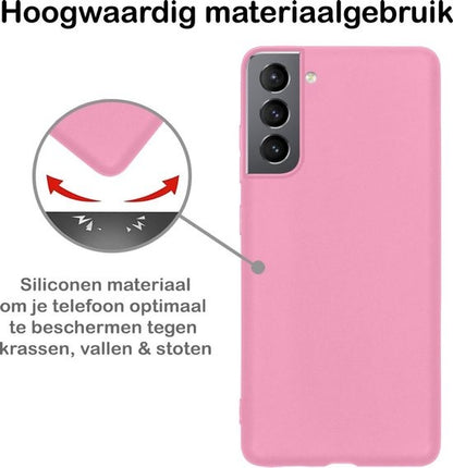 Samsung S21 Hoesje Siliconen Backcover Lichtgewicht - Lichtroze