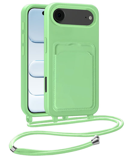 iPhone Air Hoesje Met Telefoonkoord en Pasjeshouder Siliconen - Groen