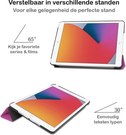 iPad 10.2 2020 Trifold Bookcase Hoes - Paars