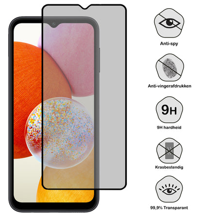 Samsung A14 Screenprotector Privacy Tempered Glass