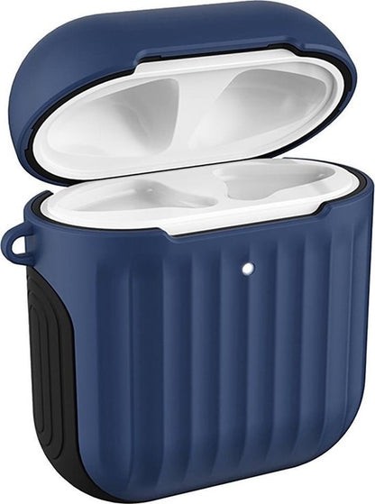 AirPods 2 Hoesje Siliconen met Ribbels Shockbestendig - Donkerblauw