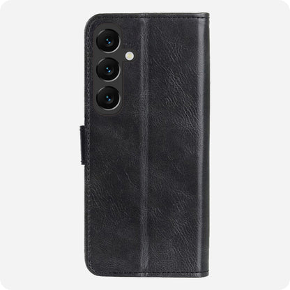 Samsung S25 Hoesje Bookcase Cover met Kaarthouder - Zwart