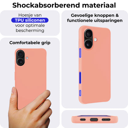 iPhone 16 Plus Hoesje Siliconen Backcover Lichtgewicht - Perzik