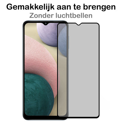 Samsung A12 Screenprotector Gehard Glas - Privacy