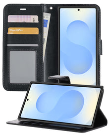 Samsung S25 Ultra Hoesje Bookcase Cover met Kaarthouder - Zwart