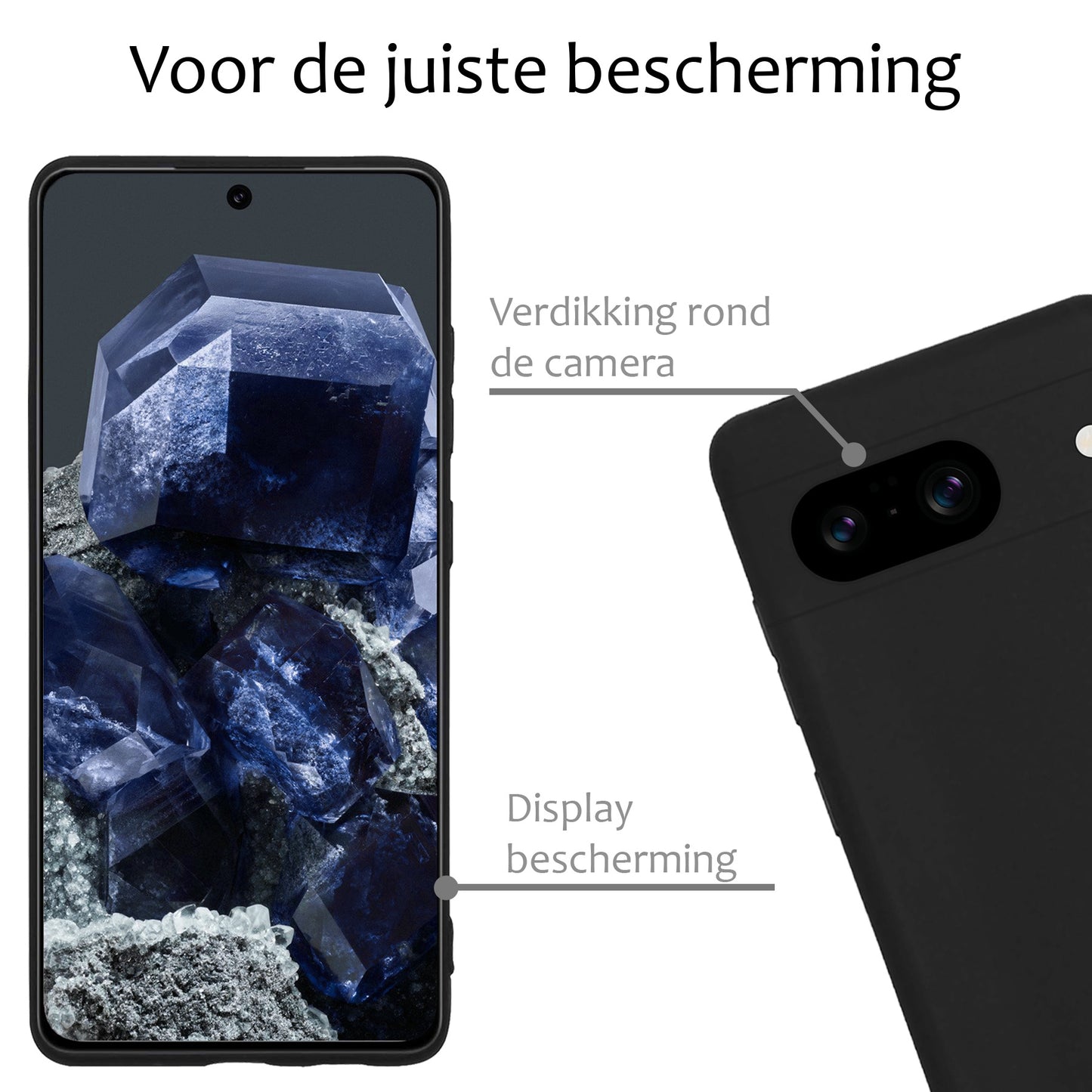 Google Pixel 8 Hoesje Siliconen - Zwart