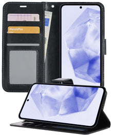 Samsung A35 Hoesje Bookcase Cover met Kaarthouder - Zwart