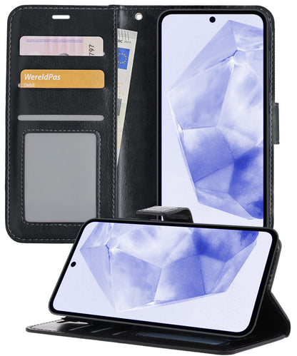 Samsung A35 Hoesje Bookcase Cover met Kaarthouder - Zwart