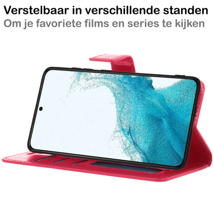 Samsung S22 Ultra Hoesje Bookcase Cover met Kaarthouder - Donkerroze