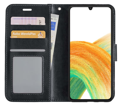 Samsung A33 Hoesje Bookcase Cover met Kaarthouder - Zwart