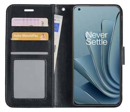 OnePlus 10 Pro Hoesje Bookcase Cover met Kaarthouder - Zwart