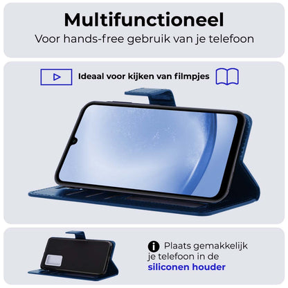 Samsung A25 Hoesje Bookcase Cover met Kaarthouder - Donkerblauw