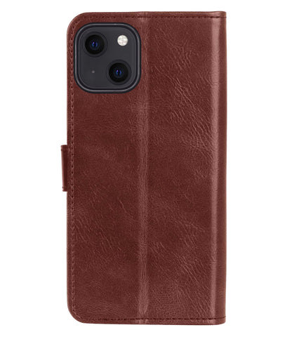 iPhone 14 Plus Hoesje Bookcase Cover met Kaarthouder - Bruin