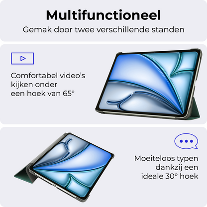 iPad Air 2024 / 2025 (13 inch) Trifold Bookcase Hoes - Donkergroen