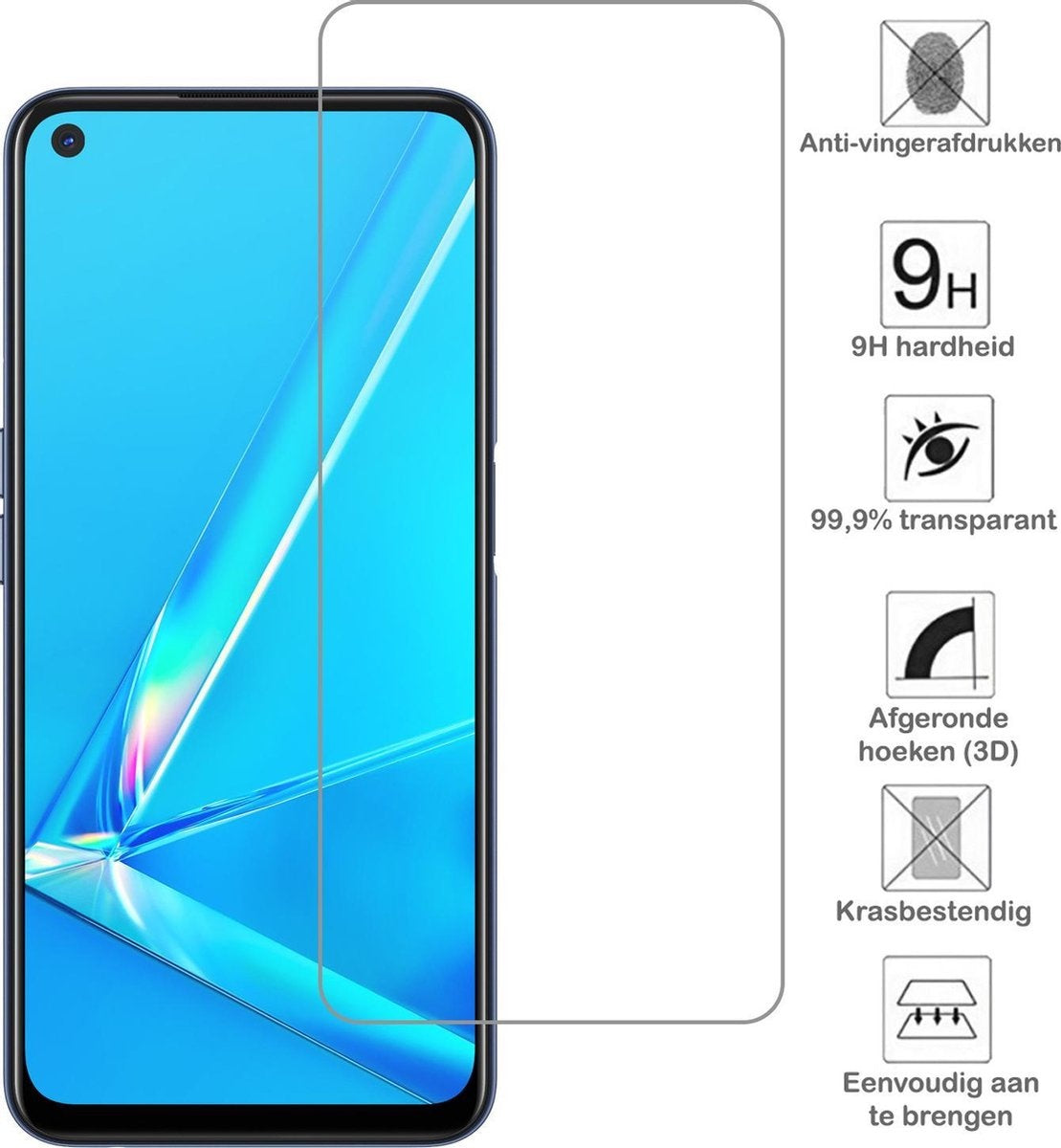 OPPO A72 Screenprotector Tempered Glass