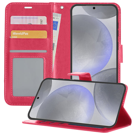 Samsung S24 Plus Hoesje Book Case Kunstleer - Donkerroze