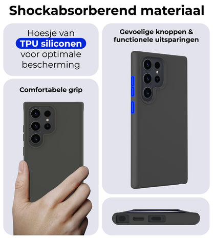 Samsung S24 Ultra Hoesje Siliconen Backcover Lichtgewicht - Zwart
