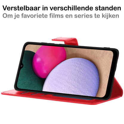 Samsung A02s Hoesje Bookcase Cover met Kaarthouder - Rood
