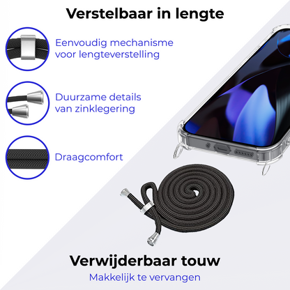 Google Pixel 9 Pro Hoesje met Koord Backcover Shockproof - Transparant