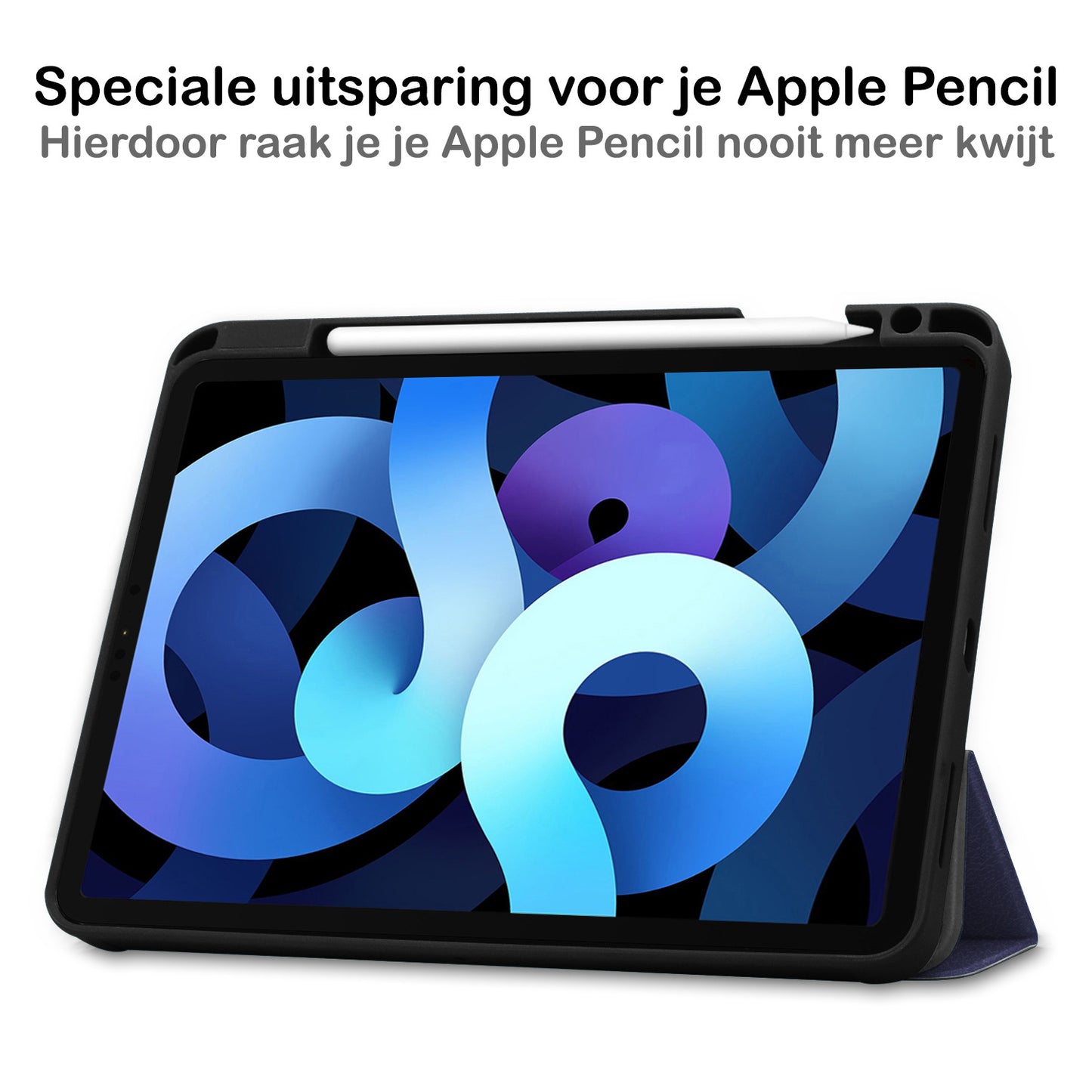 iPad Air 2022 Hoesje Book Case Met Apple Pencil Uitsparing - Donkerblauw