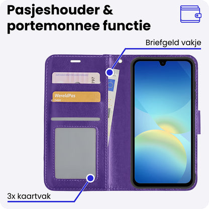 Samsung A26 Hoesje Bookcase Cover met Kaarthouder - Paars