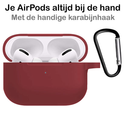 AirPods Pro 2 Hoesje Siliconen met Clip - Wijnrood