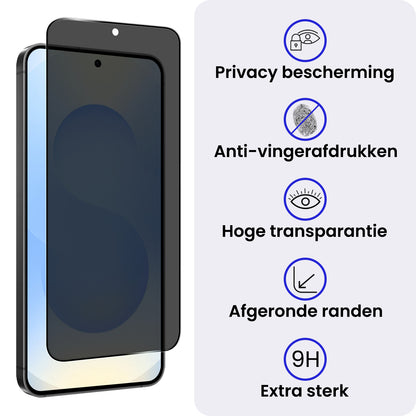 Samsung S25 Edge Screenprotector Gehard Glas - Privacy