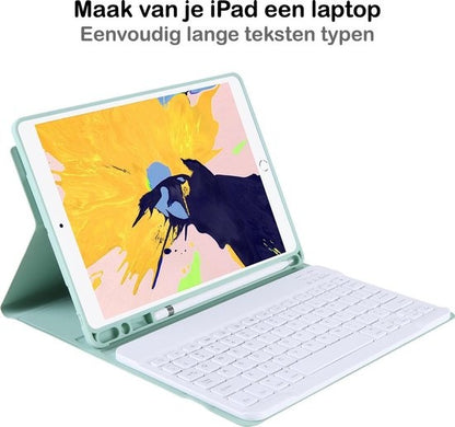 iPad 10.2 2020 Toetsenbord Hoes met Uitneembaar toetsenbord - Mint Groen