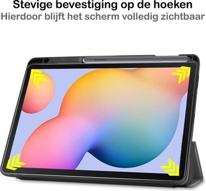 Samsung Galaxy Tab S6 Lite Trifold Bookcase Hoes met Penhouder voor S Pen - Grijs