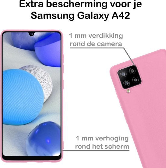 Samsung A42 Hoesje Siliconen - Lichtroze