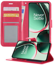 OnePlus Nord CE 3 Lite Hoesje Bookcase Cover met Kaarthouder - Donkerroze