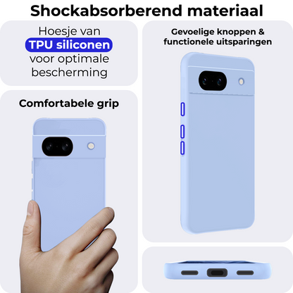 Google Pixel 8a Hoesje Siliconen Backcover Lichtgewicht - Lichtblauw