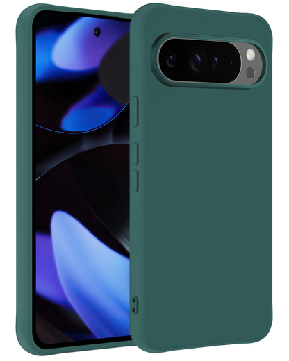Google Pixel 9 Pro XL Hoesje Siliconen Backcover Lichtgewicht - Donkergroen