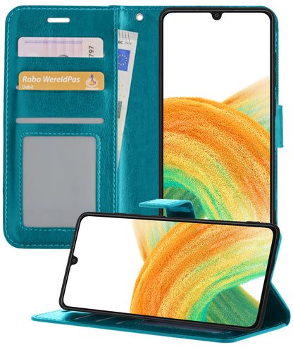 Samsung A33 Hoesje Bookcase Cover met Kaarthouder - Turquoise