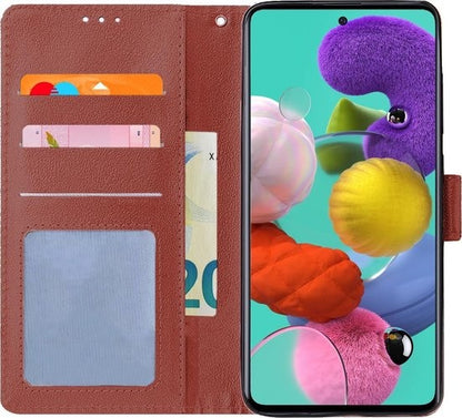 Samsung A51 Hoesje Bookcase Cover met Kaarthouder - Bruin