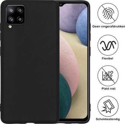 Samsung A12 Hoesje Siliconen Backcover Lichtgewicht - Zwart