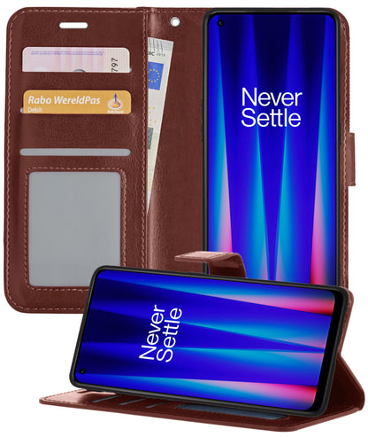 OnePlus Nord CE 2 Hoesje Bookcase Cover met Kaarthouder - Bruin