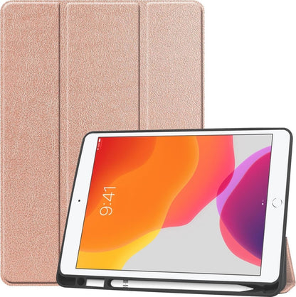 iPad 10.2 2019 Trifold Bookcase Hoes met Penhouder voor Apple Pen - Rosé goud