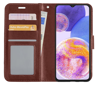 Samsung A23 Hoesje Bookcase Cover met Kaarthouder - Bruin