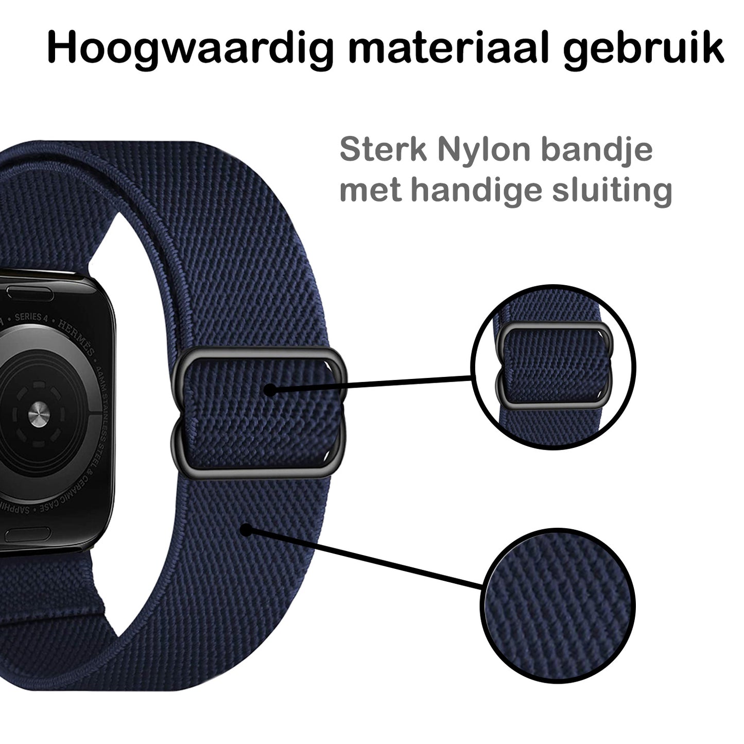 Horloge Bandje Geschikt Voor Apple Watch 1-8 / SE - 38/40/41 mm Bandje Stof - Donkerblauw