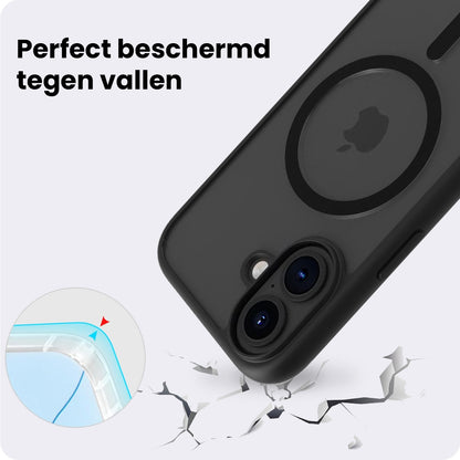 iPhone 16 Hoesje Geschikt voor Magsafe Backcover Shockproof - Zwart