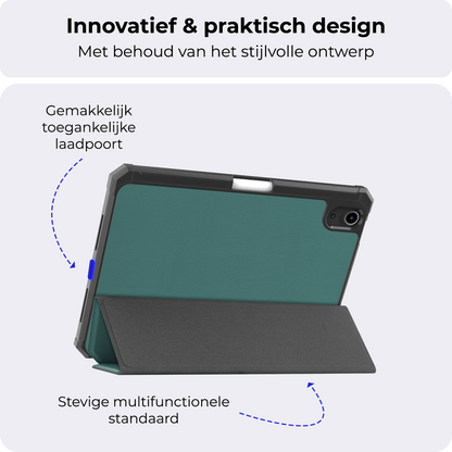 iPad Mini 7 Trifold Bookcase Hoes met Penhouder voor Apple Pen - Donkergroen