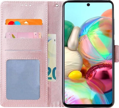 Samsung A71 Hoesje Bookcase Cover met Kaarthouder - Rosé goud