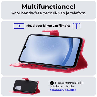 Samsung A25 Hoesje Book Case Kunstleer - Donkerroze