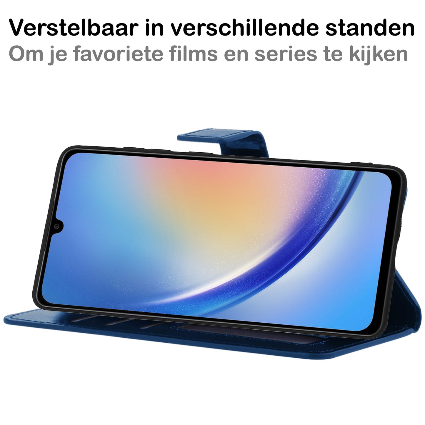 Samsung A34 Hoesje Book Case Kunstleer - Donkerblauw