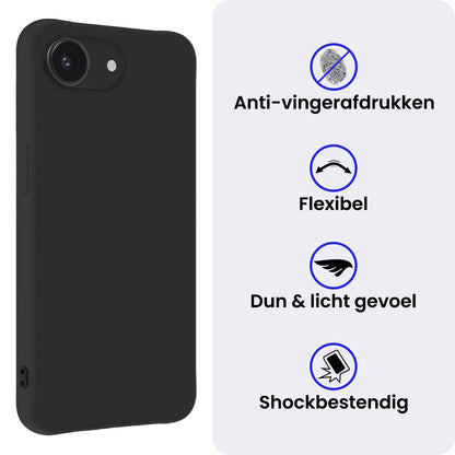 iPhone 16e Hoesje Siliconen Backcover Lichtgewicht - Zwart
