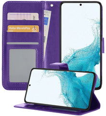 Samsung S22 Ultra Hoesje Bookcase Cover met Kaarthouder - Paars