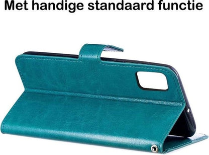 Samsung A71 Hoesje Bookcase Cover met Kaarthouder - Turquoise